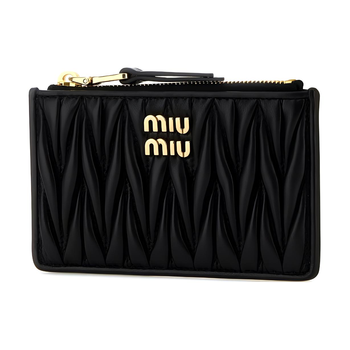MIU MIU Leather Card Holder Women's Black