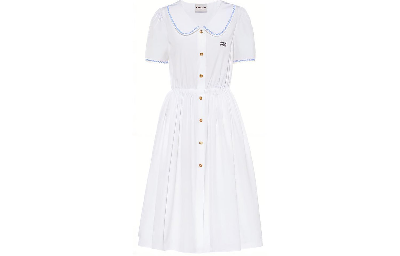 MIU MIU SS22 Short Sleeved Dress Women's White