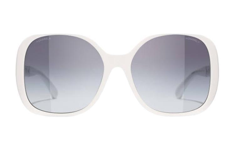 CHANEL Square Sunglasses Women's White
