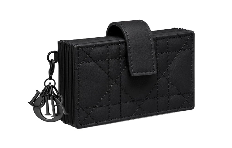 DIOR Cow Leather Card Holder Card Holder Women's Black