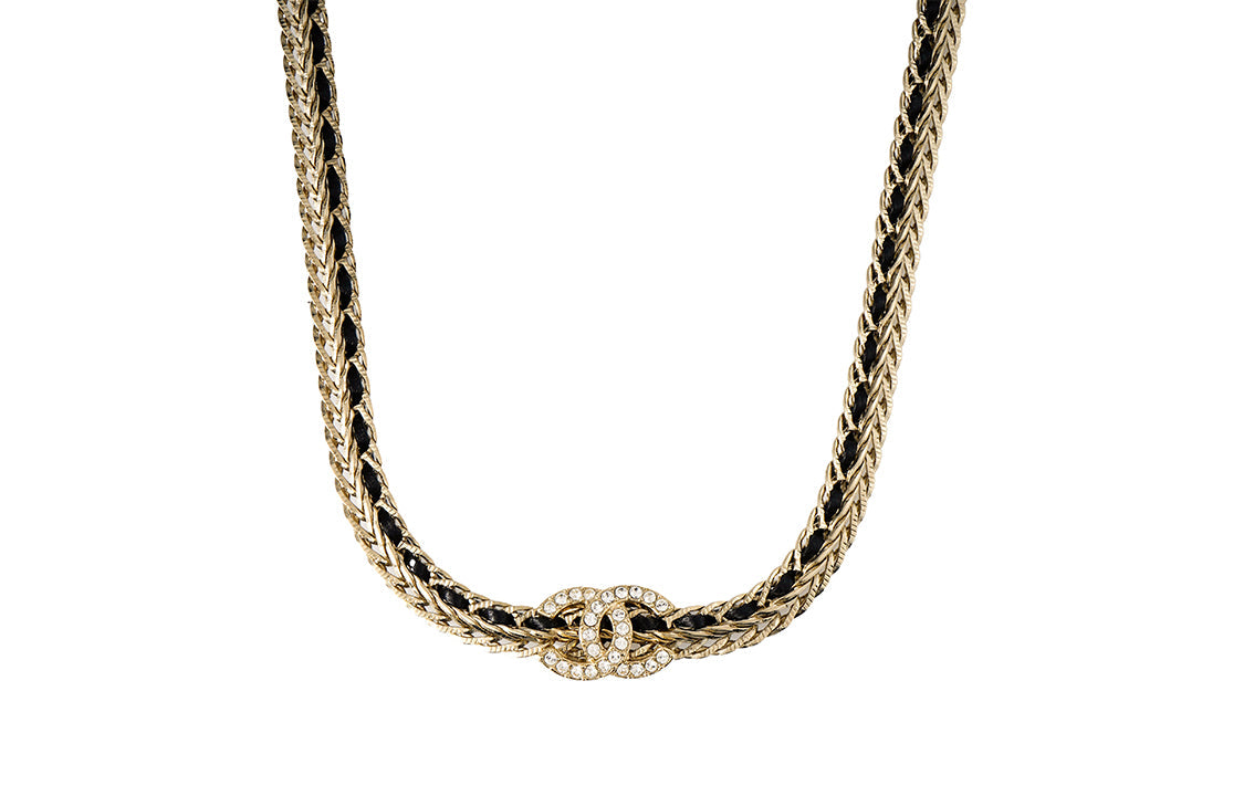 CHANEL Lambskin Necklaces Women's Black/Gold