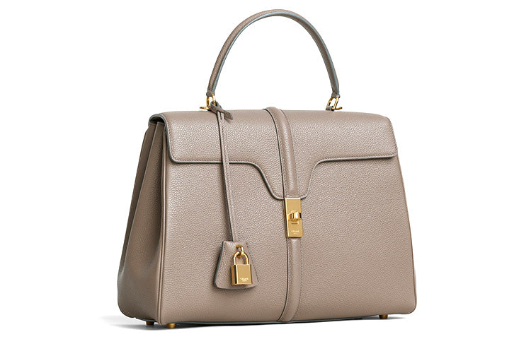 CELINE 16 Calfskin Handbag Medium Size Women's Egg Stone Brown