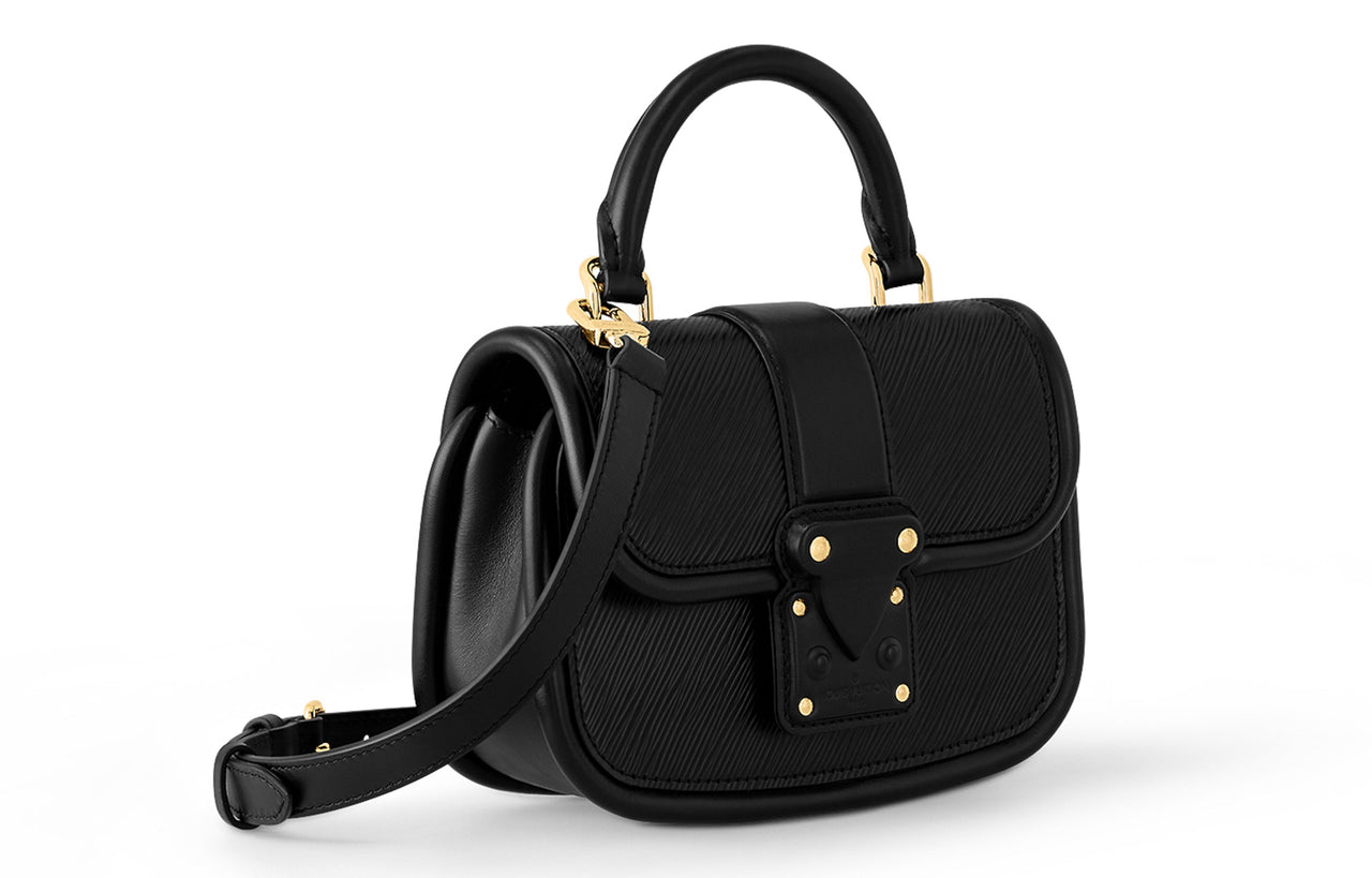 LOUIS VUITTON Hide And Seek Grained Cow Leather Shoulder Bag Crossbody Bag Handbag Medium Size Women's Black