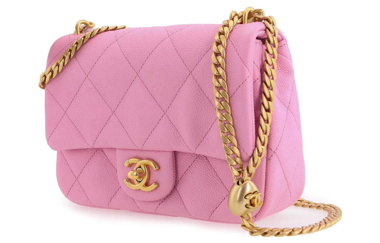 CHANEL Grain Embossed Cow Leather Flap Bag, Shoulder Bag, Crossbody Bag Medium Size Women's Pink