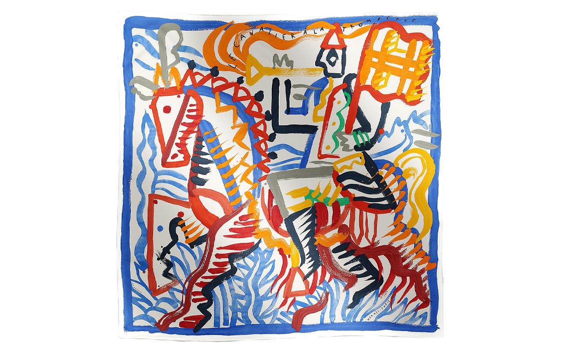 HERMES Silk Scarves Women's Blue
