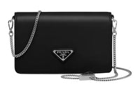 PRADA Shiny Leather Small Square Bag Shoulder Bag, Crossbody Bag Regular Women's Black