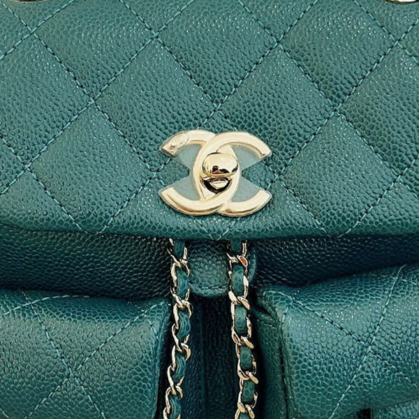 CHANEL 23P Spring And Summer Duma Grained Embossed Cow Leather Backpack Small Size Women's Green