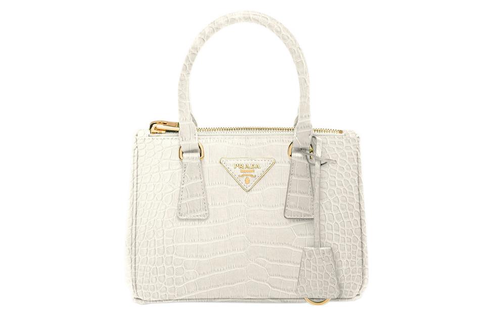 PRADA Galleria Killer Bag Crocodile Leather Shoulder Bag Crossbody Bag Handbag Mini Women's White
