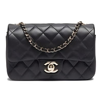 CHANEL Sheepskin Shoulder Bag Crossbody Bag Mini Women's Black