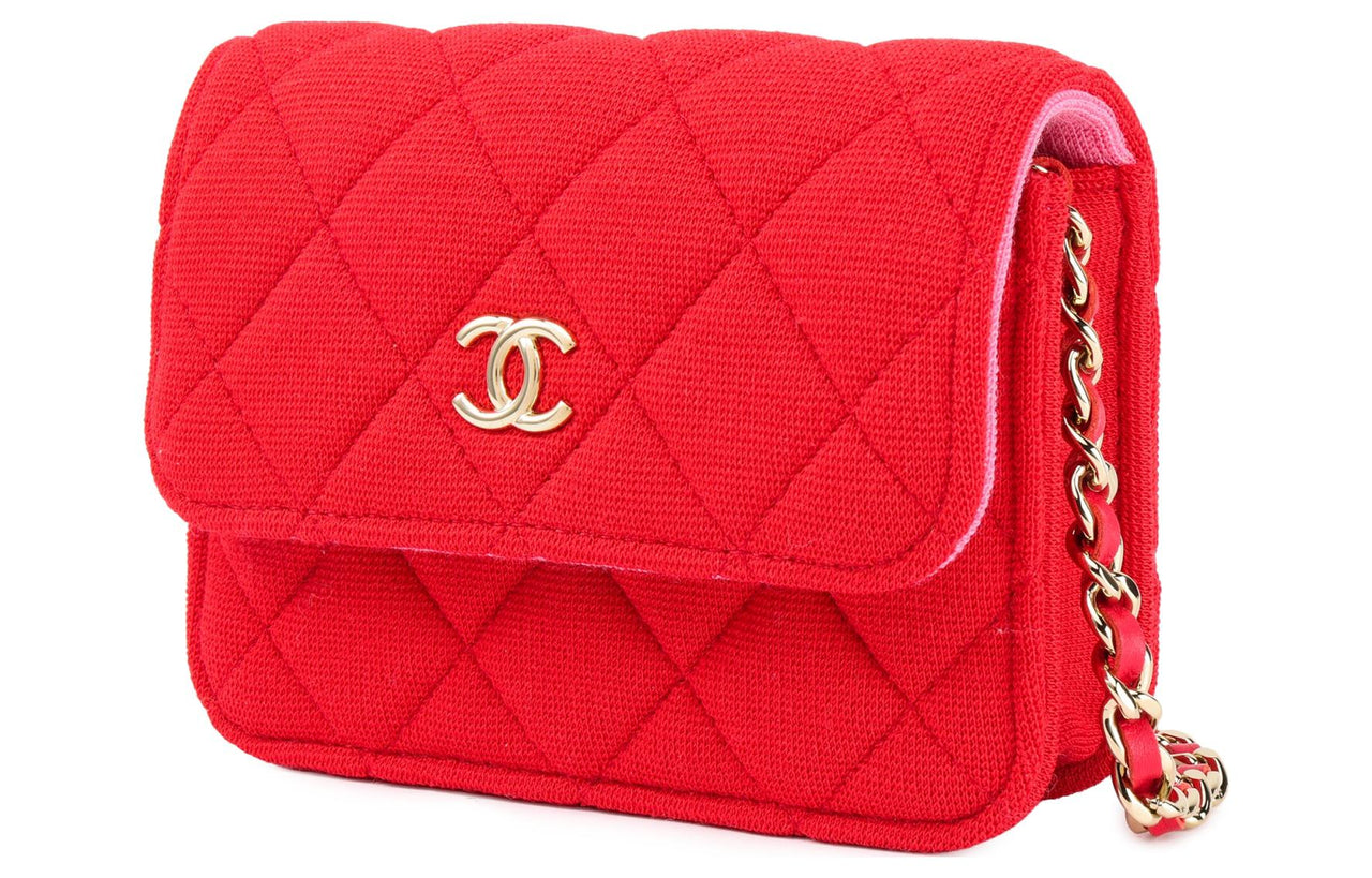 CHANEL Fabric Shoulder Bag, Crossbody Bag Mini Women's Red