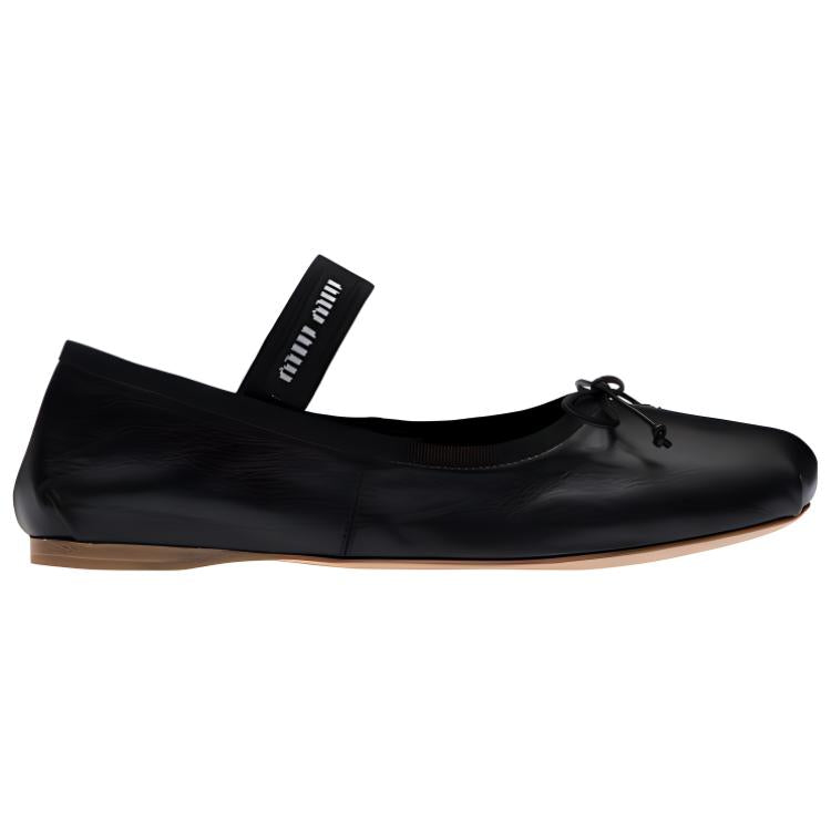 MIU MIU Ballerinas Black Leather Women's