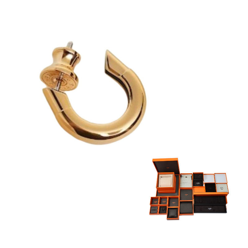 HERMES Palladium Plated Earrings Women's Multicolor