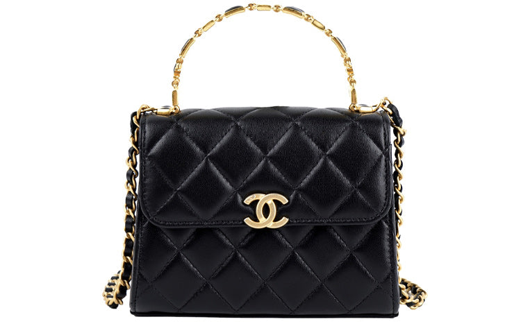 CHANEL Sheepskin Kelly Bag, Shoulder Bag, Crossbody Bag, Handbag Medium Size Women's Black