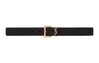 SAINT LAURENT Cassandre Belt With Square Buckle In Grained Leather