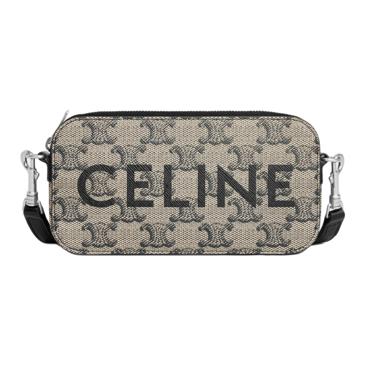 CELINE Triomphe Canvas One Shoulder Crossbody Clutches Unisex Light Brown