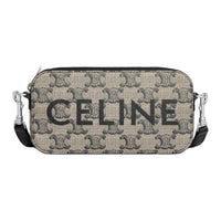 CELINE Triomphe Canvas One Shoulder Crossbody Clutches Unisex Light Brown