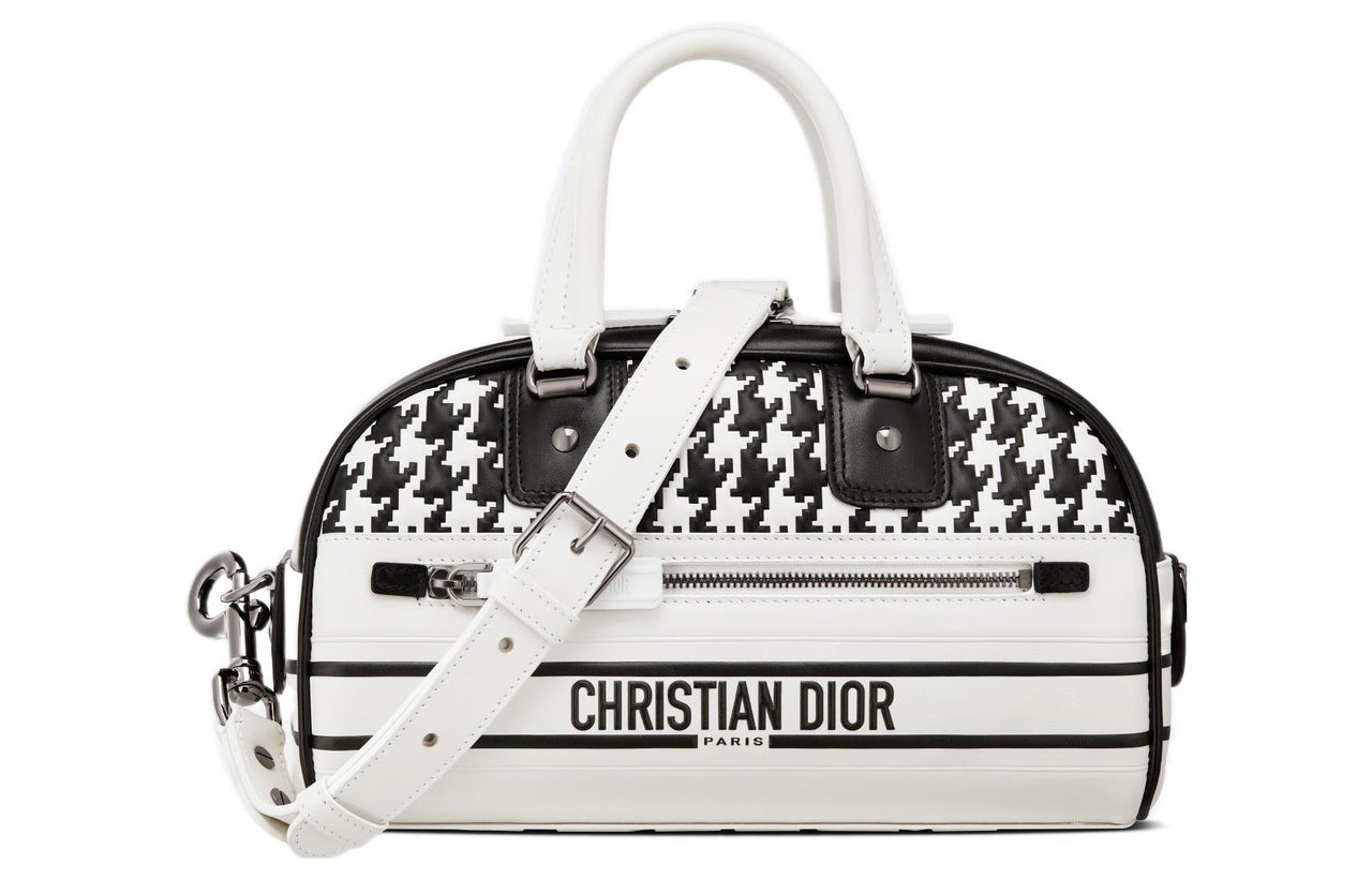 DIOR Calfskin Bowling Bag, Handbag Trumpets Women's White/Black