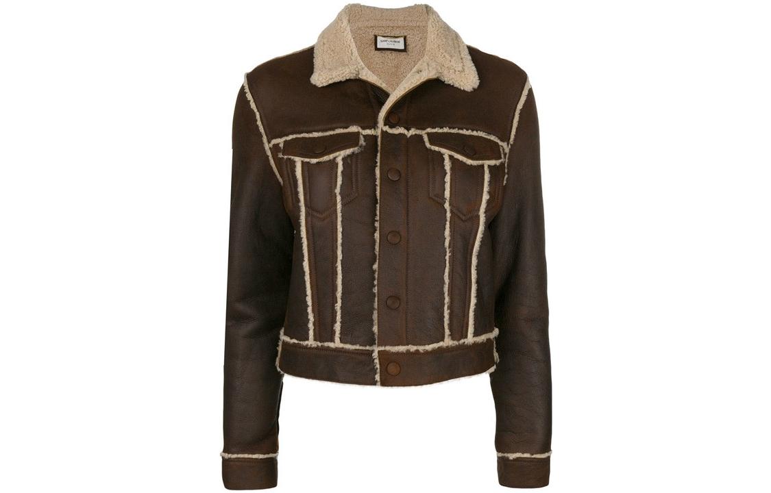 SAINT LAURENT Leather Jackets Women's Umber