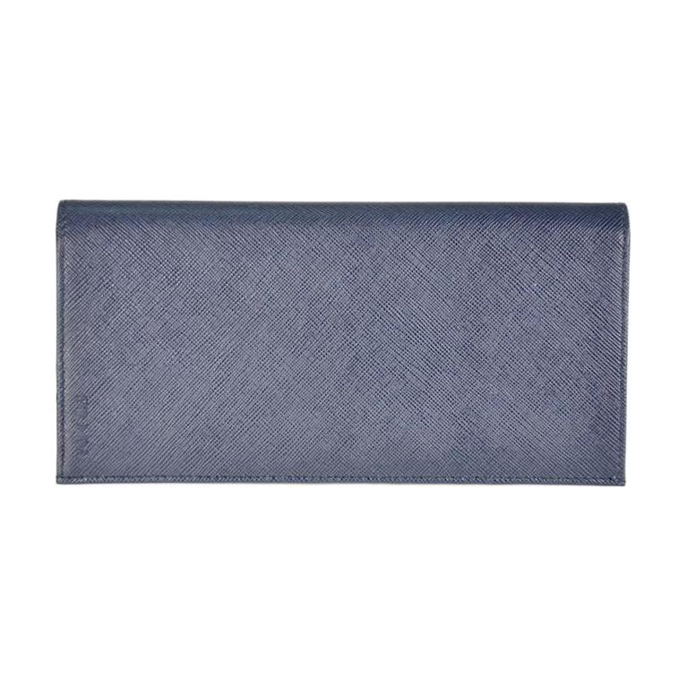 PRADA Calfskin Wallet Men's Blue
