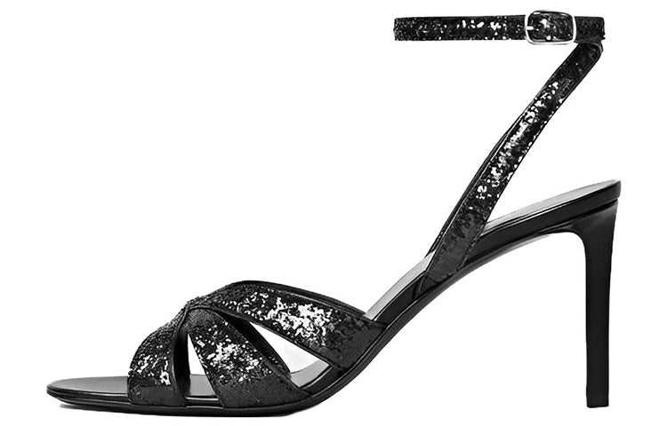 CELINE One Strap Sandals 8cm Women's Black