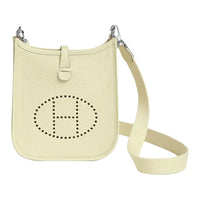 HERMES Evelyne Clemence Calfskin Ivorie Shoulder Bag Crossbody Bag Unisex Milton Yellow
