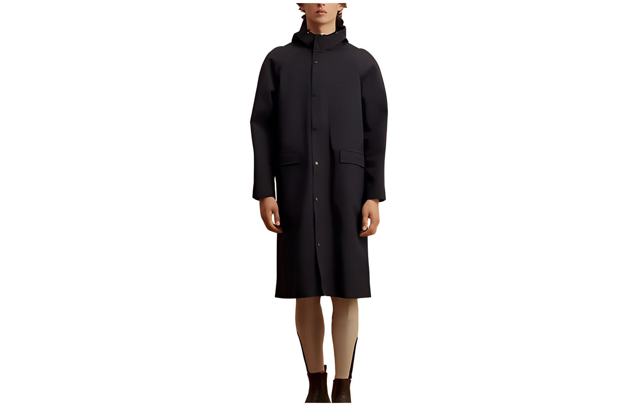 HERMES Parka Coats Men Marine Blue