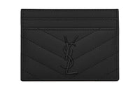 SAINT LAURENT Quilted Leather Card Holder Women's Black