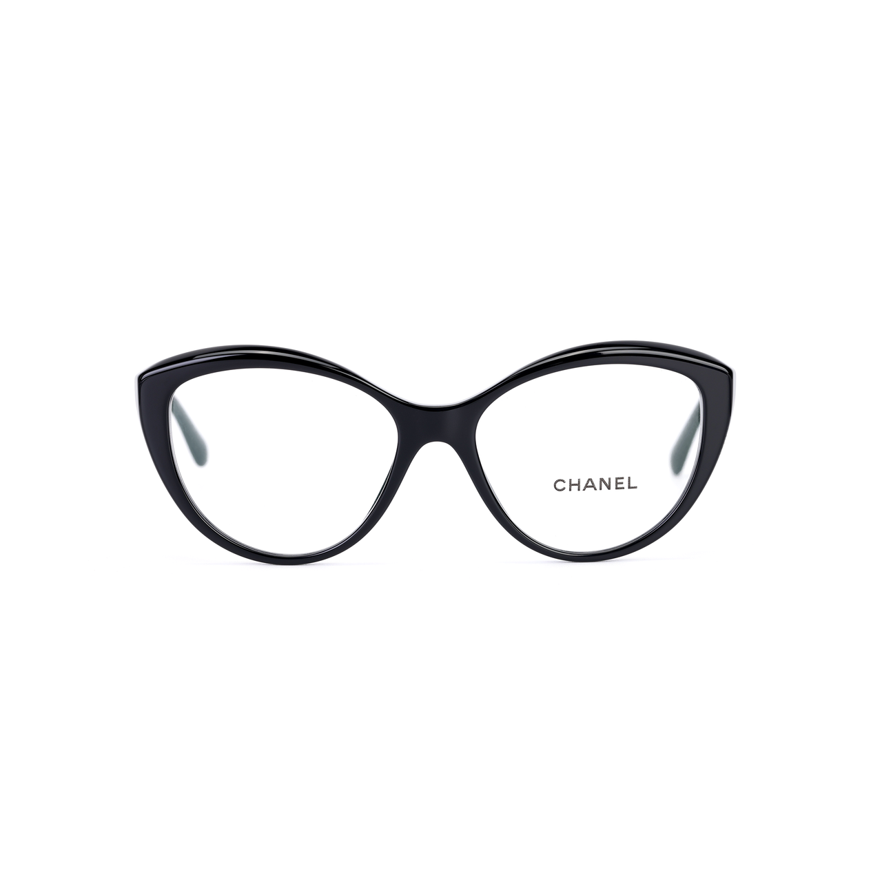 CHANEL Acetate Cat Eye Eyeglass Frames Women's Black