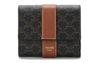 CELINE Canvas With Leather Wallet Regular Women's Charcoal Black/Tawny