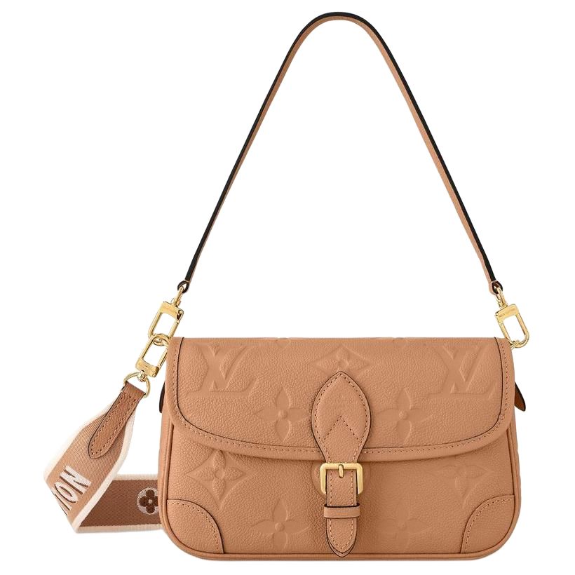 LOUIS VUITTON Diane Leather Shoulder Bag, Baguette Bag, Portable Crossbody Bag, Shoulder Bag Small Size Women's Brown