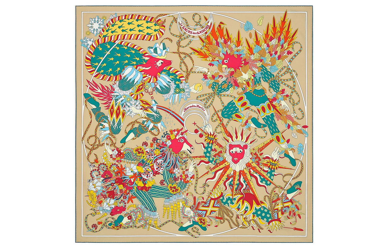 HERMES Mulberry Silk Silk Scarf Women's Yellow