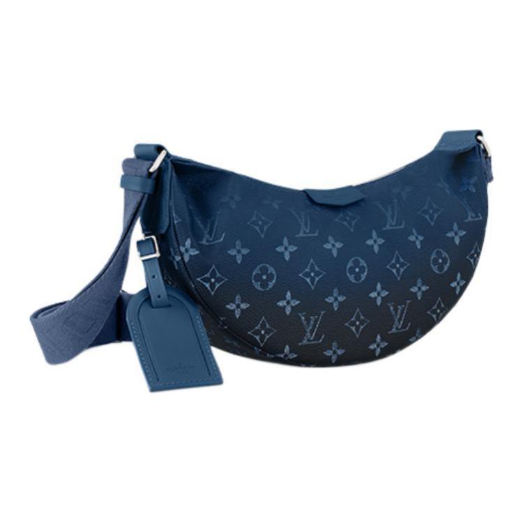 LOUIS VUITTON Coated Canvas Shoulder Bag Crossbody Bag Small Size Men's Blue