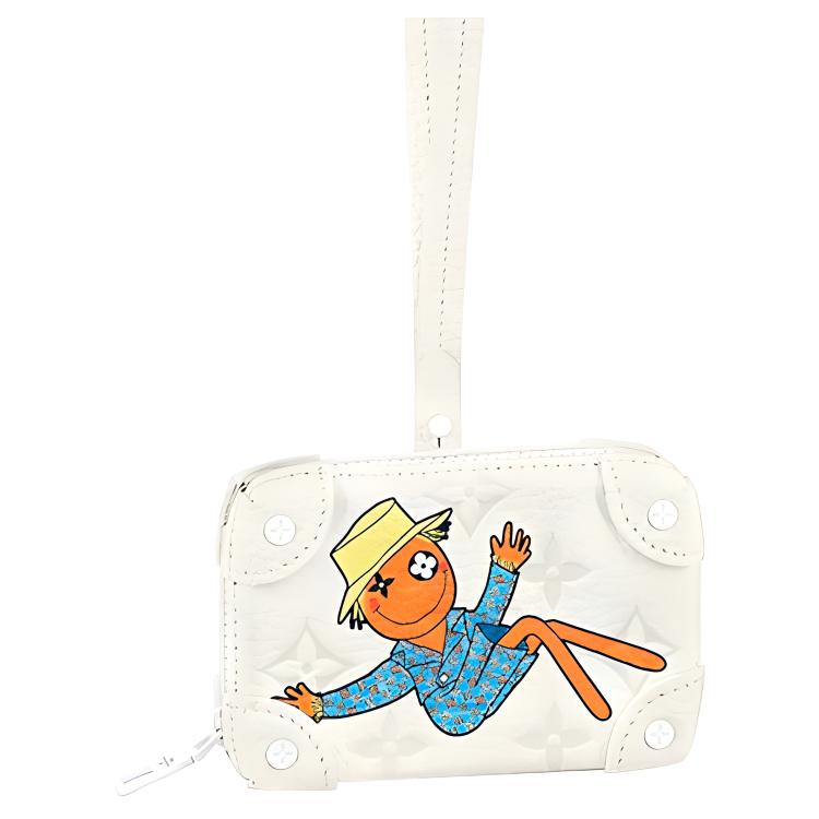LOUIS VUITTON SOFT TRUNK Cow Leather Box Bag Small Square Bag Handheld Shoulder Bag Crossbody Bag Mini Unisex White