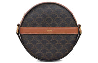 CELINE Triomphe Canvas With Lambskin Round Bag Coin Purse Crossbody Bag Shoulder Bag Women's Black Brown