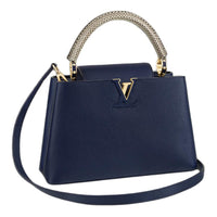 LOUIS VUITTON Capucines Taurillon Leather Kapustin Handbag Shoulder Bag Crossbody Bag Small Size Women's Dark Blue