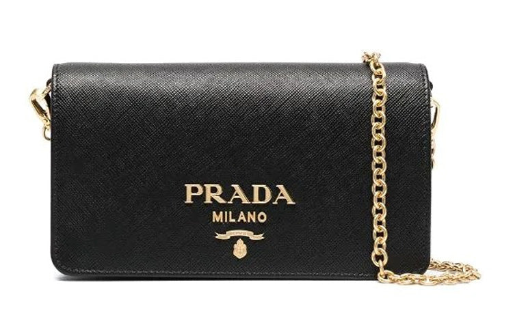 PRADA Leather Handbag Shoulder Bag Women's Black