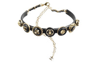 CHANEL Necklaces Women's Black Gold