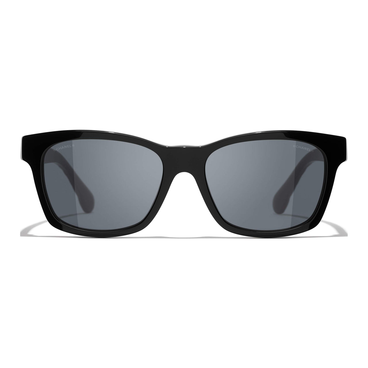 CHANEL Plastic Square Sunglasses Women's Black