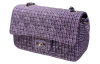 CHANEL Classic Flap CF Twill Velvet Shoulder Bag Crossbody Bag Women's Purple