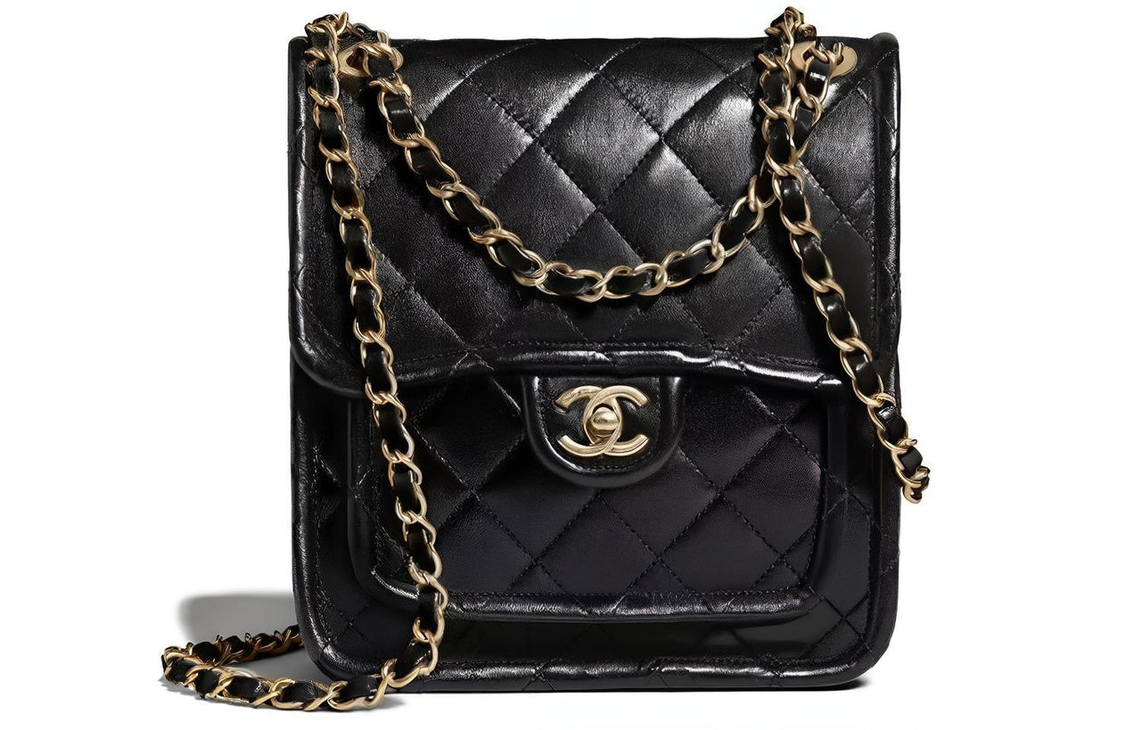 CHANEL Lambskin Backpack Women's Black