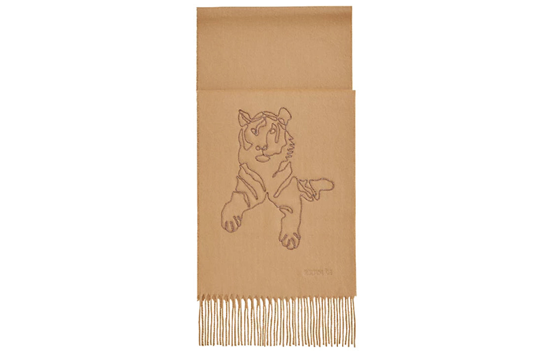 HERMES Silk Scarves Unisex Dark Beige