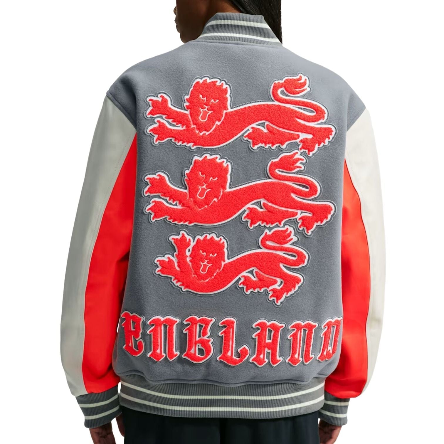 Nike x England x Palace Cryoshot Varsity Jacket 'Cool Grey White Bright Crimson' IM6636-065