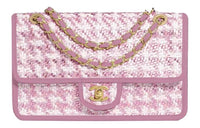 CHANEL 23C Early Spring Lambskin Flap Bag, Crossbody Bag, Shoulder Bag Women's Gold & Pink