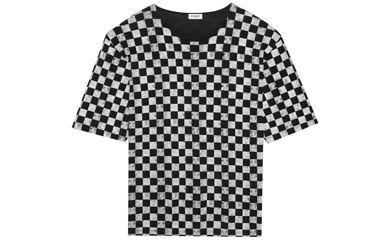 SAINT LAURENT Check Printed Crewneck T-Shirt