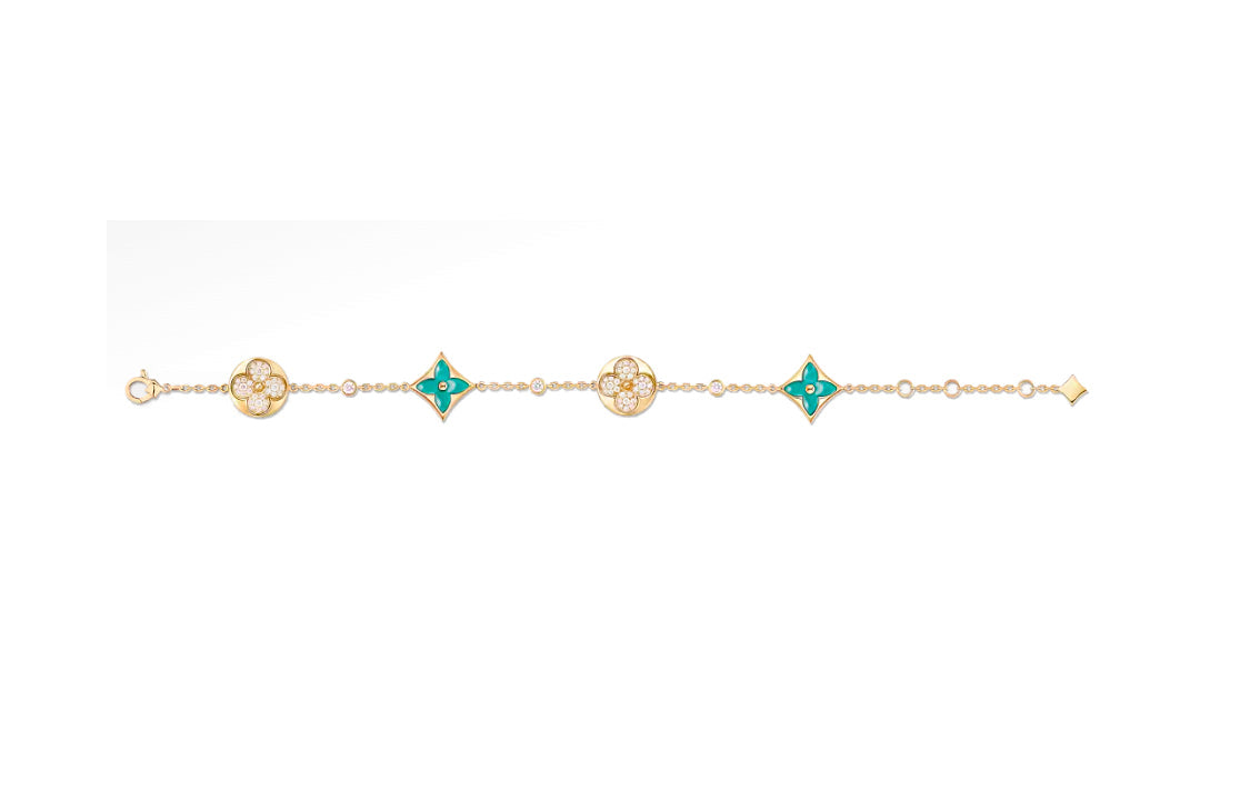 LOUIS VUITTON Color Blossom Bb Multi-Pattern Bracelet Yellow Gold Amazonite And Diamonds