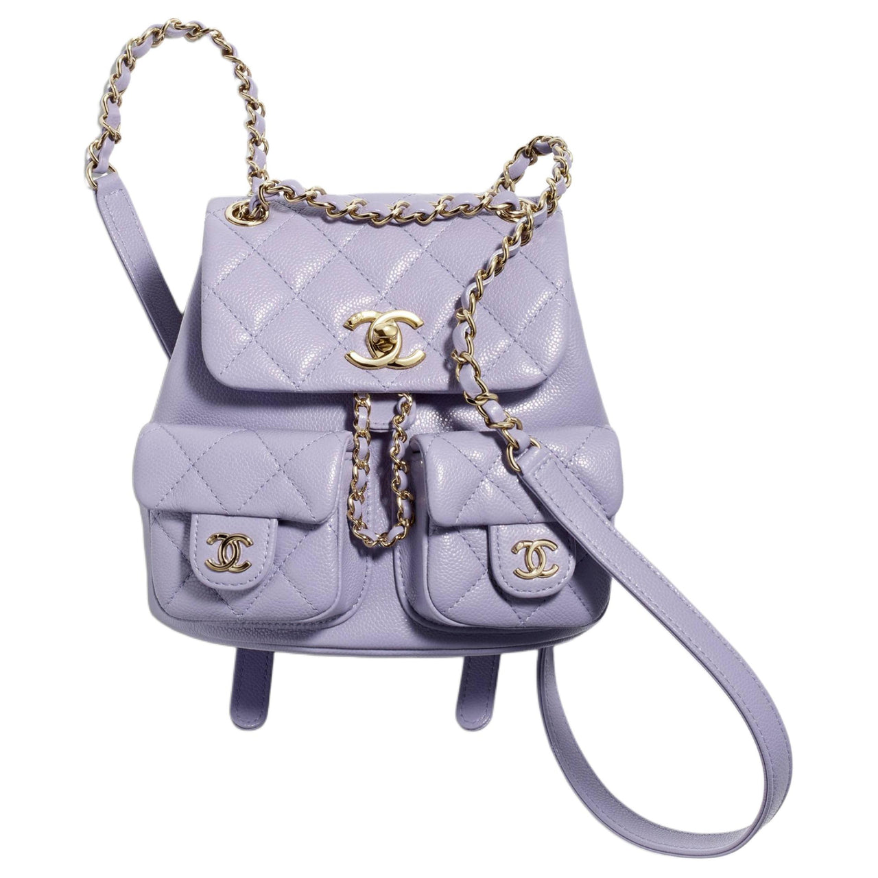 CHANEL Duma Embossed Calfskin With Metal Accents Backpack Small Size Women's Taro Purple