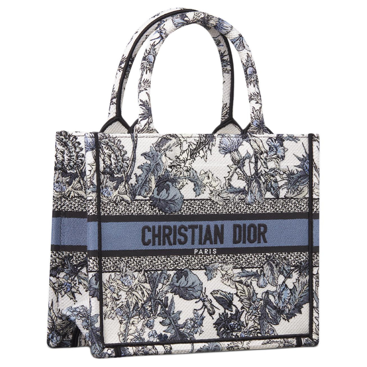 DIOR BookTote Fabric Tote Bag, Shopping Bag, Handbag Trumpets Women's White & Denim Blue