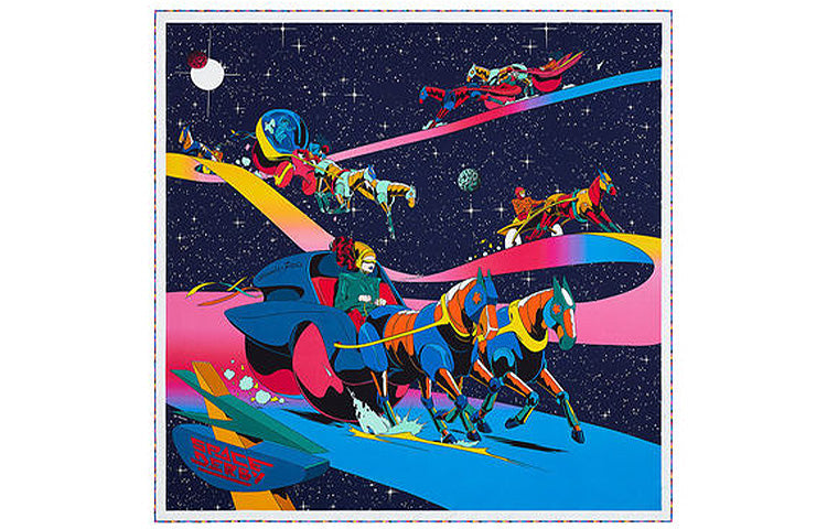 HERMES Silk Scarves Women's Dark Blue