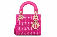 DIOR Lady Dior Rhinestone Satin Dior Bag Shoulder Bag Crossbody Bag Handbag Extra Mini Women's Pink