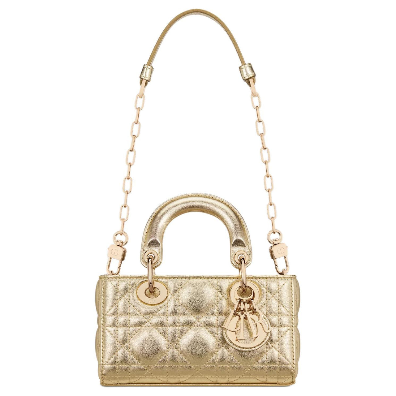 DIOR Lady D JOY Cow Leather Shoulder Bag, Crossbody Bag, Handbag Extra Mini Women's Gold